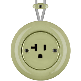 PORCELAIN KATY PATY COLONA ROUND SURFACE MOUNTED USA 20AMP SOCKET MOSS GREEN - DYKE & DEAN