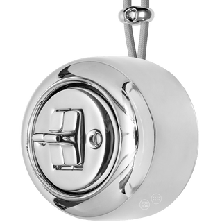 PORCELAIN ROUND SURFACE MOUNTED DOUBLE TOGGLE BUTTON SWITCH CHROME - DYKE & DEAN