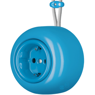 PORCELAIN ROUND SURFACE MOUNTED SCHUKO SOCKET AZURE - DYKE & DEAN