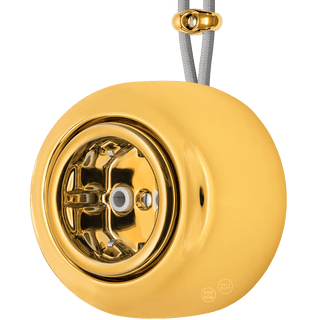 PORCELAIN ROUND SURFACE MOUNTED SCHUKO SOCKET GOLD - DYKE & DEAN