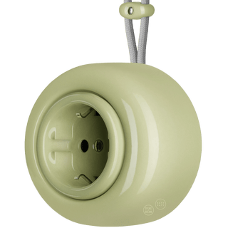 PORCELAIN ROUND SURFACE MOUNTED SCHUKO SOCKET MOSS GREEN - DYKE & DEAN