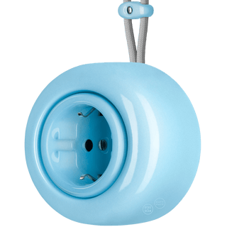 PORCELAIN ROUND SURFACE MOUNTED SCHUKO SOCKET PASTEL BLUE - DYKE & DEAN