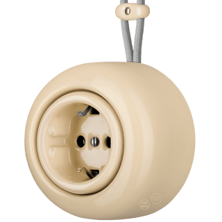 PORCELAIN ROUND SURFACE MOUNTED SCHUKO SOCKET SAND - DYKE & DEAN