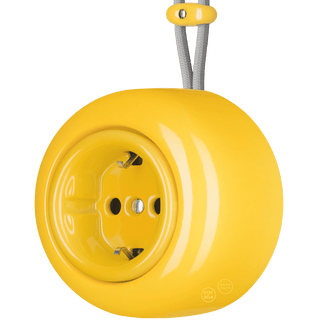 PORCELAIN ROUND SURFACE MOUNTED SCHUKO SOCKET YELLOW - DYKE & DEAN