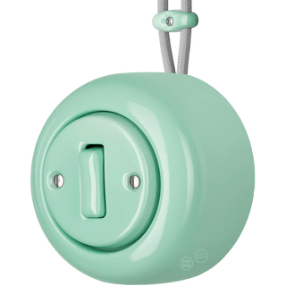 PORCELAIN ROUND SURFACE MOUNTED SLIM BUTTON SWITCH MINT - DYKE & DEAN