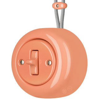 PORCELAIN ROUND SURFACE MOUNTED TOGGLE BUTTON SWITCH SALMON PINK - DYKE & DEAN