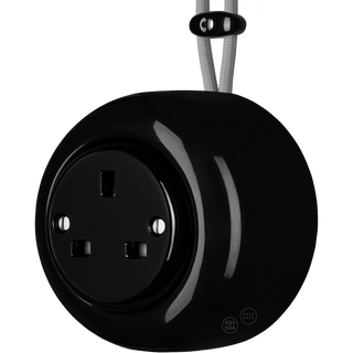 PORCELAIN ROUND SURFACE MOUNTED UK SOCKET BLACK - DYKE & DEAN