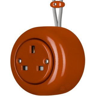 PORCELAIN ROUND SURFACE MOUNTED UK SOCKET BRICK RED - DYKE & DEAN