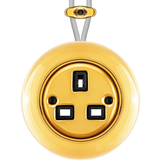 PORCELAIN ROUND SURFACE MOUNTED UK SOCKET GOLD - DYKE & DEAN