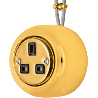 PORCELAIN ROUND SURFACE MOUNTED UK SOCKET GOLD - DYKE & DEAN
