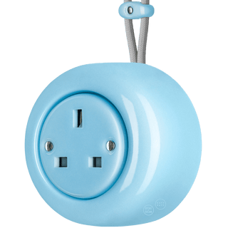 PORCELAIN ROUND SURFACE MOUNTED UK SOCKET PASTEL BLUE - DYKE & DEAN