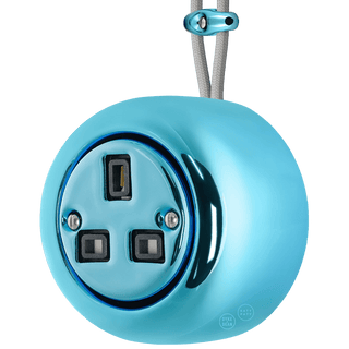 PORCELAIN ROUND SURFACE MOUNTED UK SOCKET SKY BLUE - DYKE & DEAN