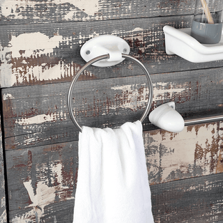 PORCELAIN TOWEL RING HANGER WHITE - DYKE & DEAN