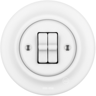 PORCELAIN WALL DOUBLE TOGGLE LIGHT SWITCH MATT WHITE - DYKE & DEAN