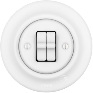 PORCELAIN WALL DOUBLE TOGGLE LIGHT SWITCH MATT WHITE - DYKE & DEAN