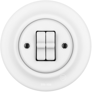 PORCELAIN WALL DOUBLE TOGGLE LIGHT SWITCH MATT WHITE - DYKE & DEAN