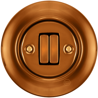 PORCELAIN WALL LIGHT SWITCH BRONZE DOUBLE - DYKE & DEAN