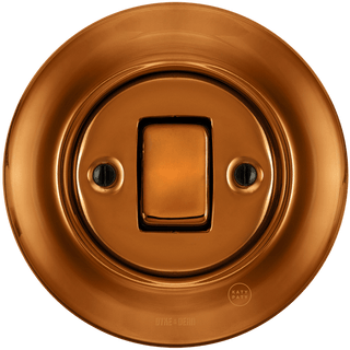 PORCELAIN WALL LIGHT SWITCH BRONZE FAT BUTTON - DYKE & DEAN