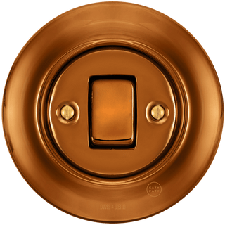 PORCELAIN WALL LIGHT SWITCH BRONZE FAT BUTTON - DYKE & DEAN