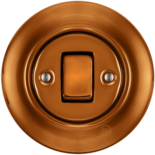 PORCELAIN WALL LIGHT SWITCH BRONZE FAT BUTTON - DYKE & DEAN