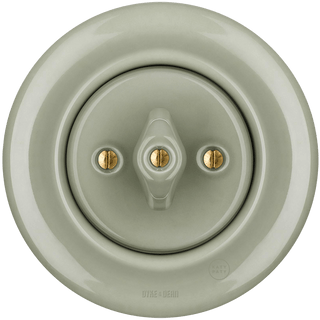 PORCELAIN WALL LIGHT SWITCH GREY GREEN ROTARY - DYKE & DEAN