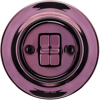 PORCELAIN WALL LIGHT SWITCH PURPLE 2 TOGGLE - DYKE & DEAN