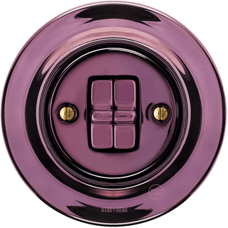 PORCELAIN WALL LIGHT SWITCH PURPLE 2 TOGGLE - DYKE & DEAN