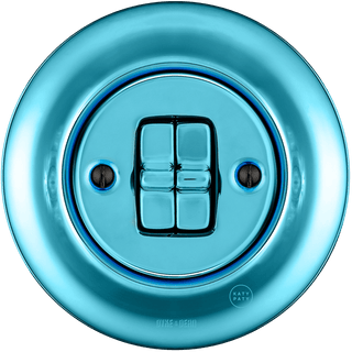 PORCELAIN WALL LIGHT SWITCH SKY BLUE 2 TOGGLE - DYKE & DEAN
