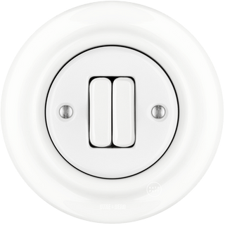 PORCELAIN WALL LIGHT SWITCH WHITE DOUBLE - DYKE & DEAN