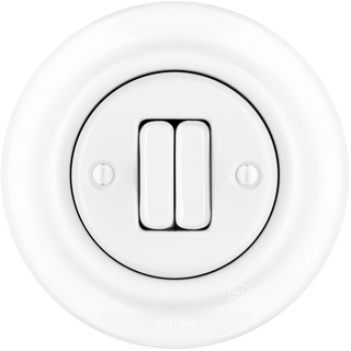 PORCELAIN WALL LIGHT SWITCH WHITE DOUBLE - DYKE & DEAN