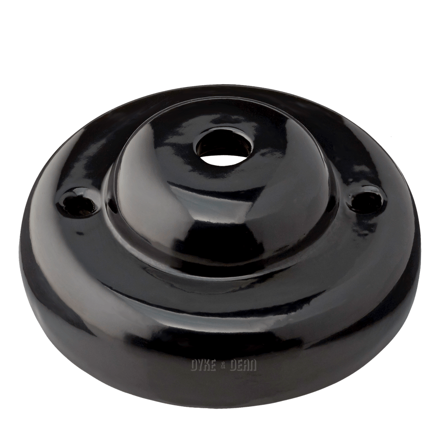 SMALL DOME BLACK CERAMIC CEILING ROSE - DYKE & DEAN