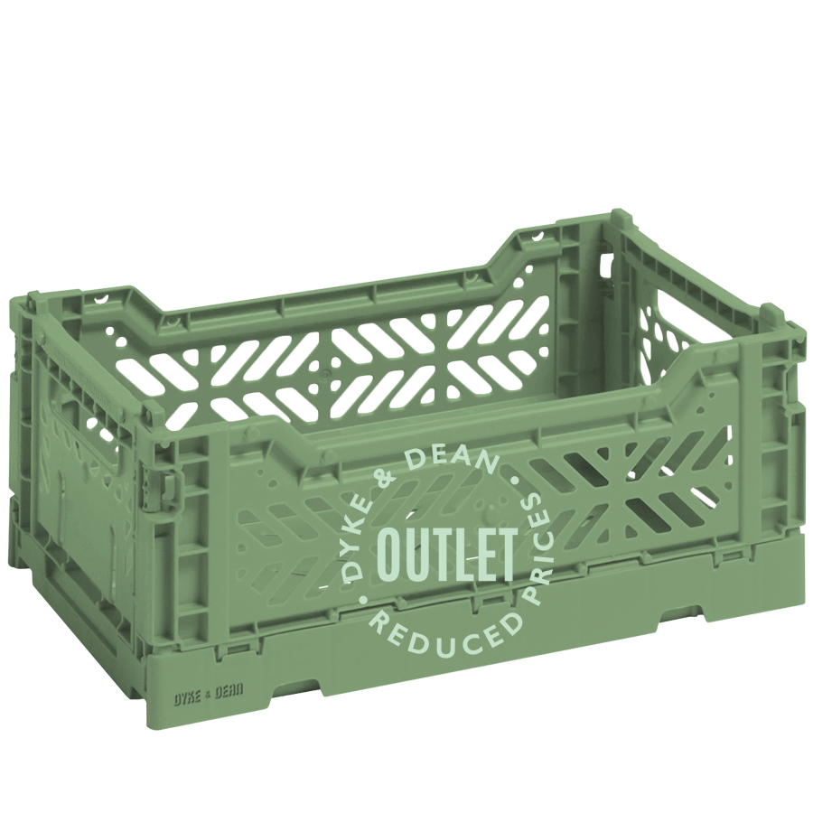 SMALL STACKING CRATE ALMOND GREEN OUTLET - DYKE & DEAN