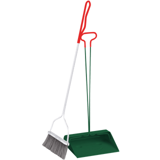 SMILEY DUST BROOM SET LONG HANDLE GREEN - DYKE & DEAN