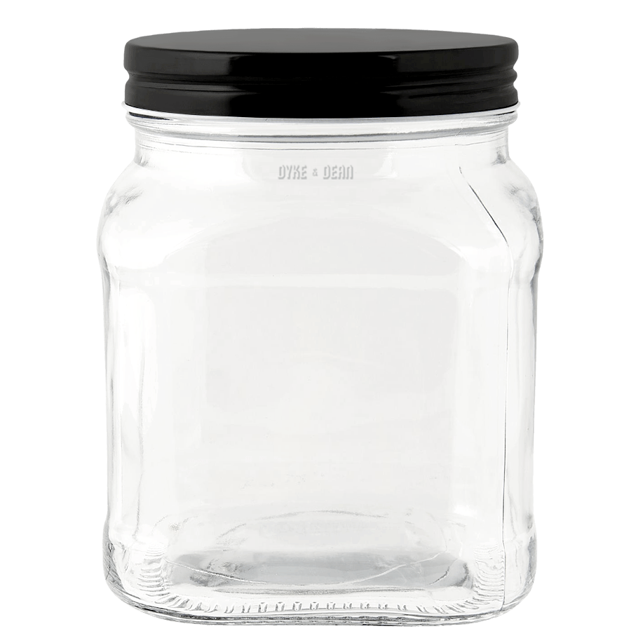 SQUARE GLASS SCREW TOP JAR 700ML - DYKE & DEAN