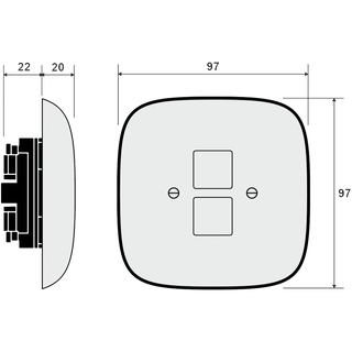 SQUARE PORCELAIN WALL SOCKET AZURE PC/USB - DYKE & DEAN
