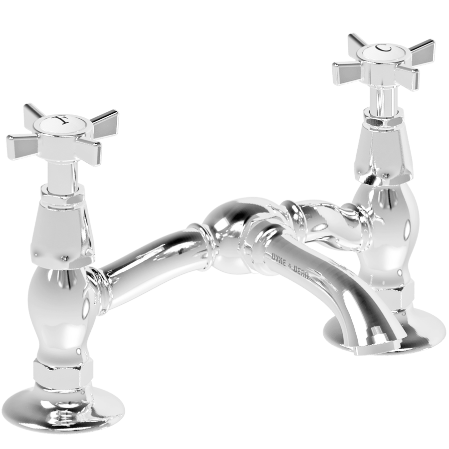 SURFACE MOUNTED TWIN BRIDGE CROSS TAPS - DYKE & DEAN