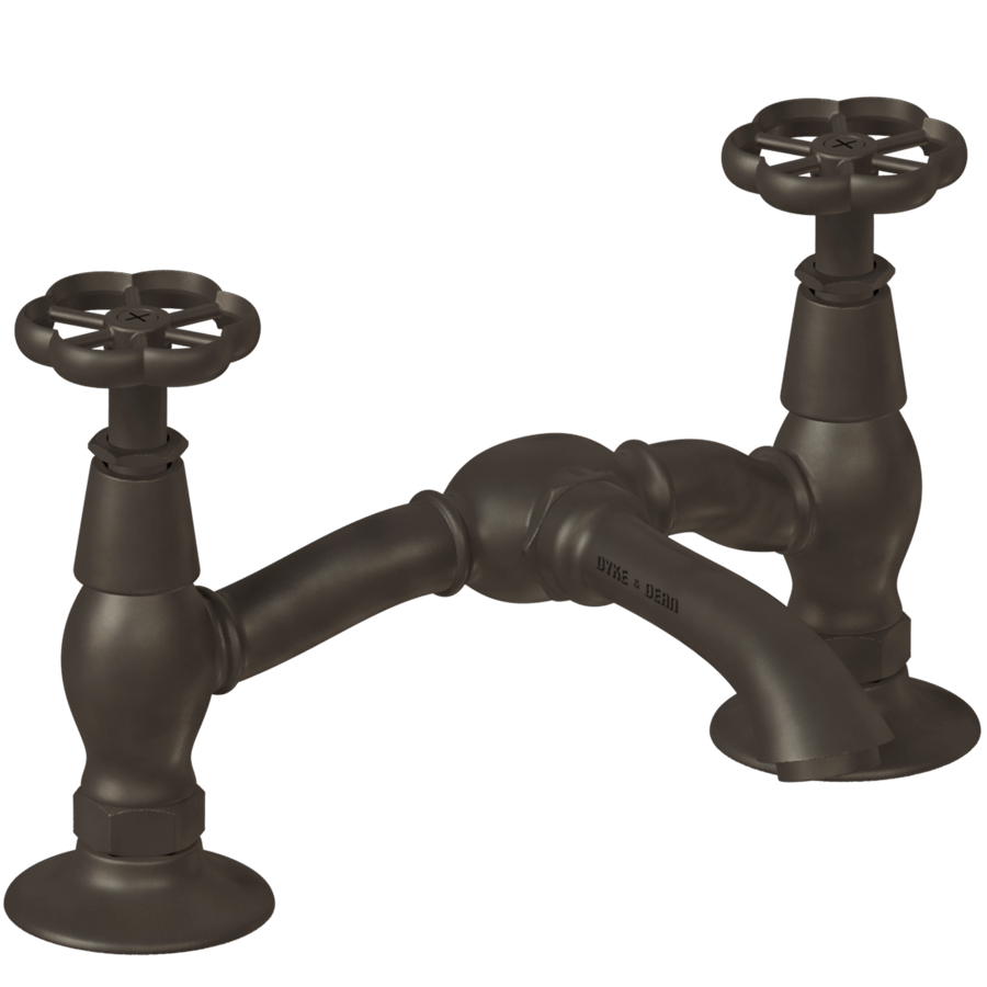 SURFACE MOUNTED TWIN BRIDGE FLOWER TAPS - DYKE & DEAN