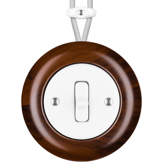 WOODEN PORCELAIN SURFACE MOUNTED NUC MAG TOGGLE SWITCH - DYKE & DEAN
