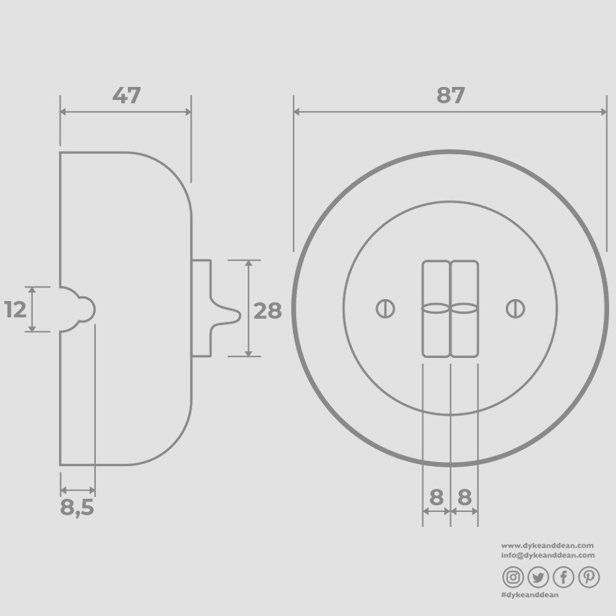 WOODEN PORCELAIN SURFACE MOUNTED NUCLEUS DOUBLE TOGGLE SWITCH - DYKE & DEAN
