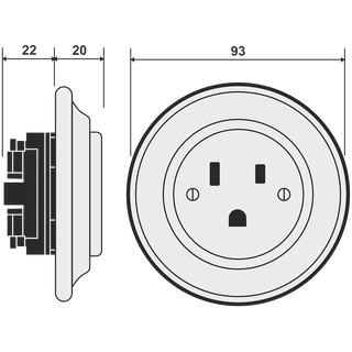 PORCELAIN WALL SOCKET GREY USA 15 AMP - PORCELAIN WALL SOCKETS - DYKE & DEAN  - Homewares | Lighting | Modern Home Furnishings