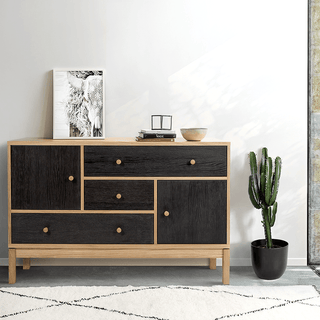 ABBEYWOOD BLACK & NATURAL SIDEBOARD OAK - DYKE & DEAN