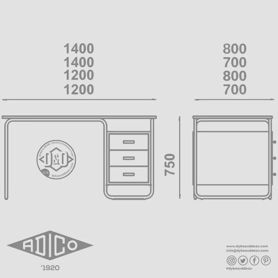 ADICO 296 BAUHAUS DESK - DYKE & DEAN