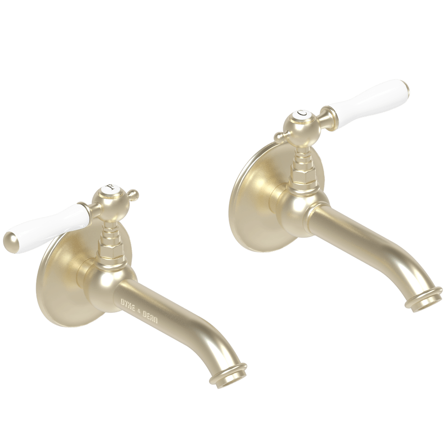 BASIN TWIN PORCELAIN LEVER HANDLE TAPS - DYKE & DEAN