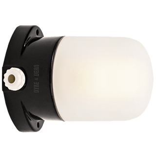 BLACK CERAMIC MOUNTED WALL LIGHT FROSTED E27 - DYKE & DEAN