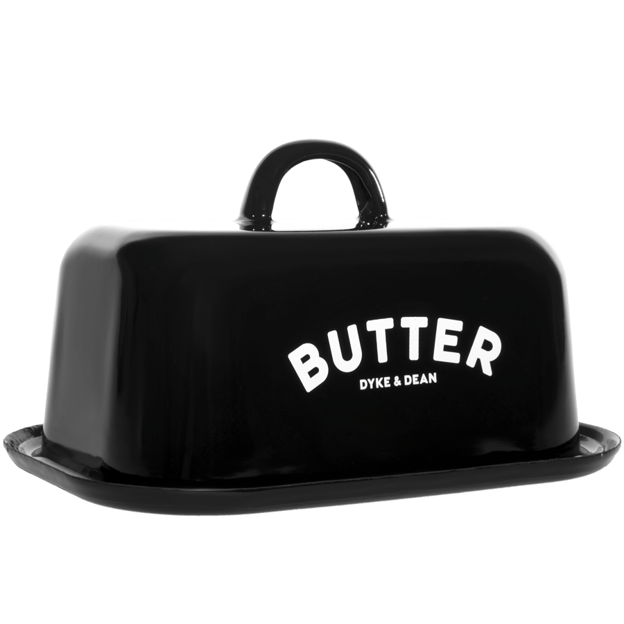 BLACK ENAMEL BUTTER DISH - DYKE & DEAN