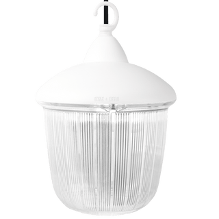 CAST LANTERN WHITE RIBBED CASE PENDANT STEEL HOOK - DYKE & DEAN