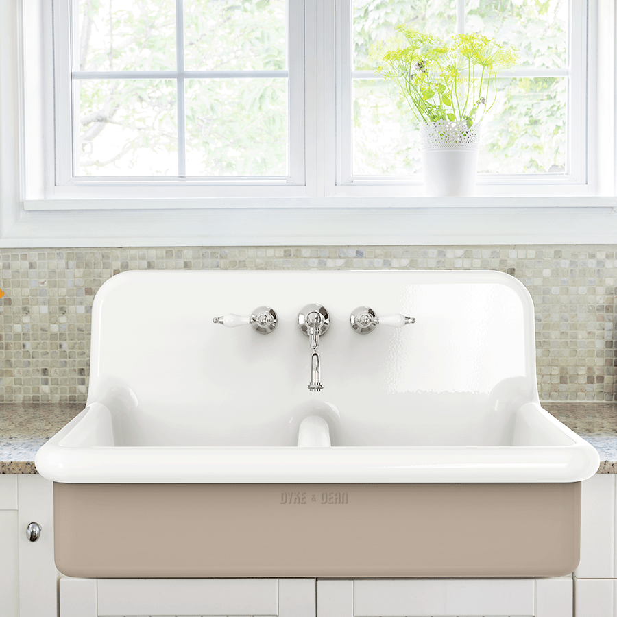 CERAMIC DOUBLE SPLASH BACK SINK - DYKE & DEAN