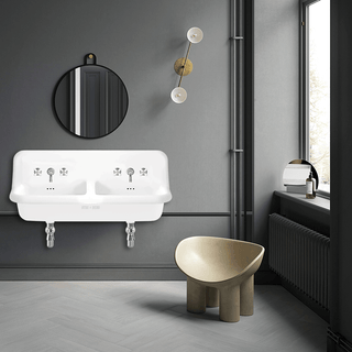 CERAMIC MOUNTED DOUBLE SINK WHITE - DYKE & DEAN