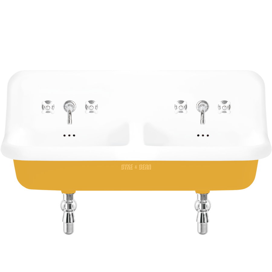 CERAMIC MOUNTED DOUBLE SINK WHITE - DYKE & DEAN