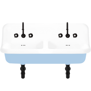 CERAMIC MOUNTED DOUBLE SINK WHITE - DYKE & DEAN